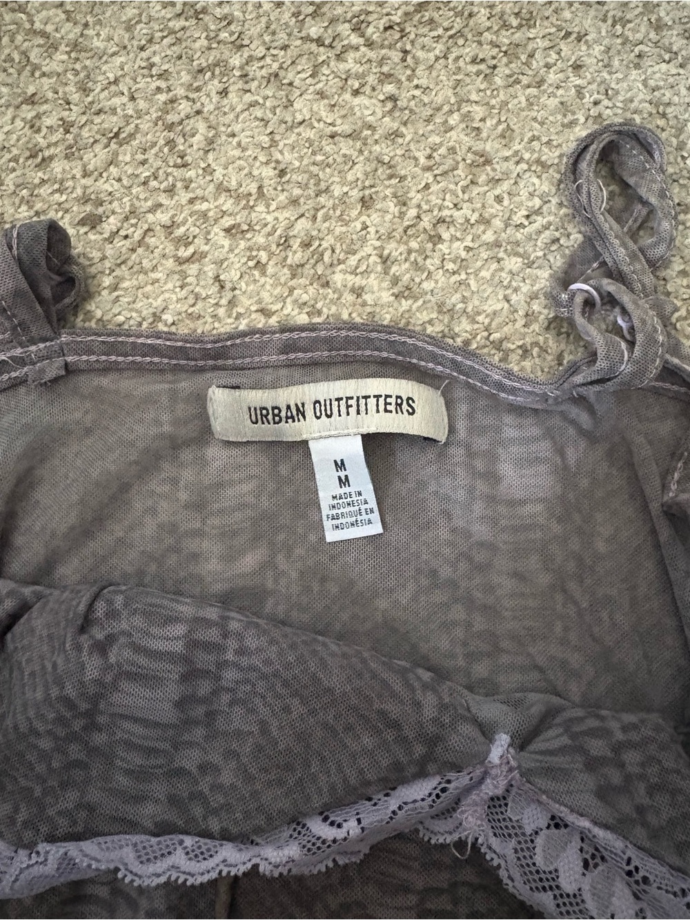 Urban Outfitters Taupe Sleep Cami with Light Lilac Lace - Picture 2 of 2